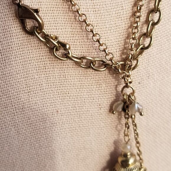 Beaded Tassel Long Statement Necklace in Gold - Picture 3 of 5